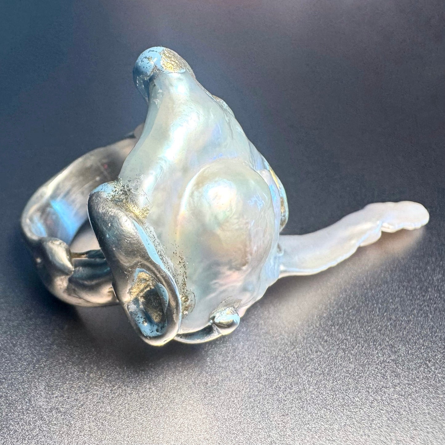 Baroque River Pearl Blue Ring