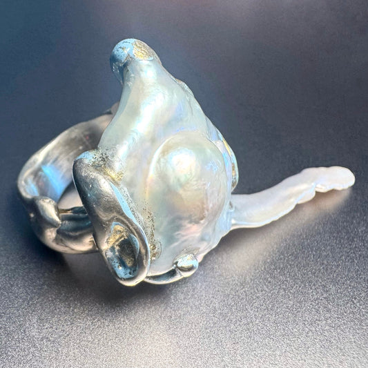 Baroque River Pearl Blue Ring