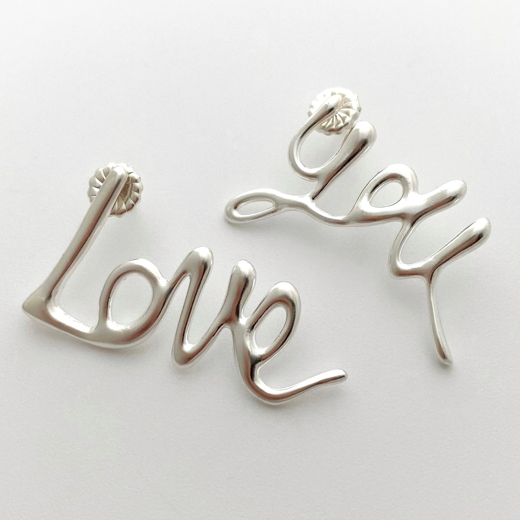 Love You Earrings, Sterling silver 