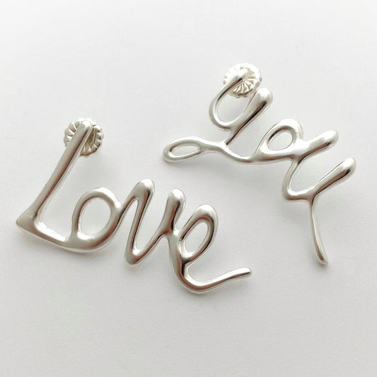 Love You Earrings, Sterling silver 
