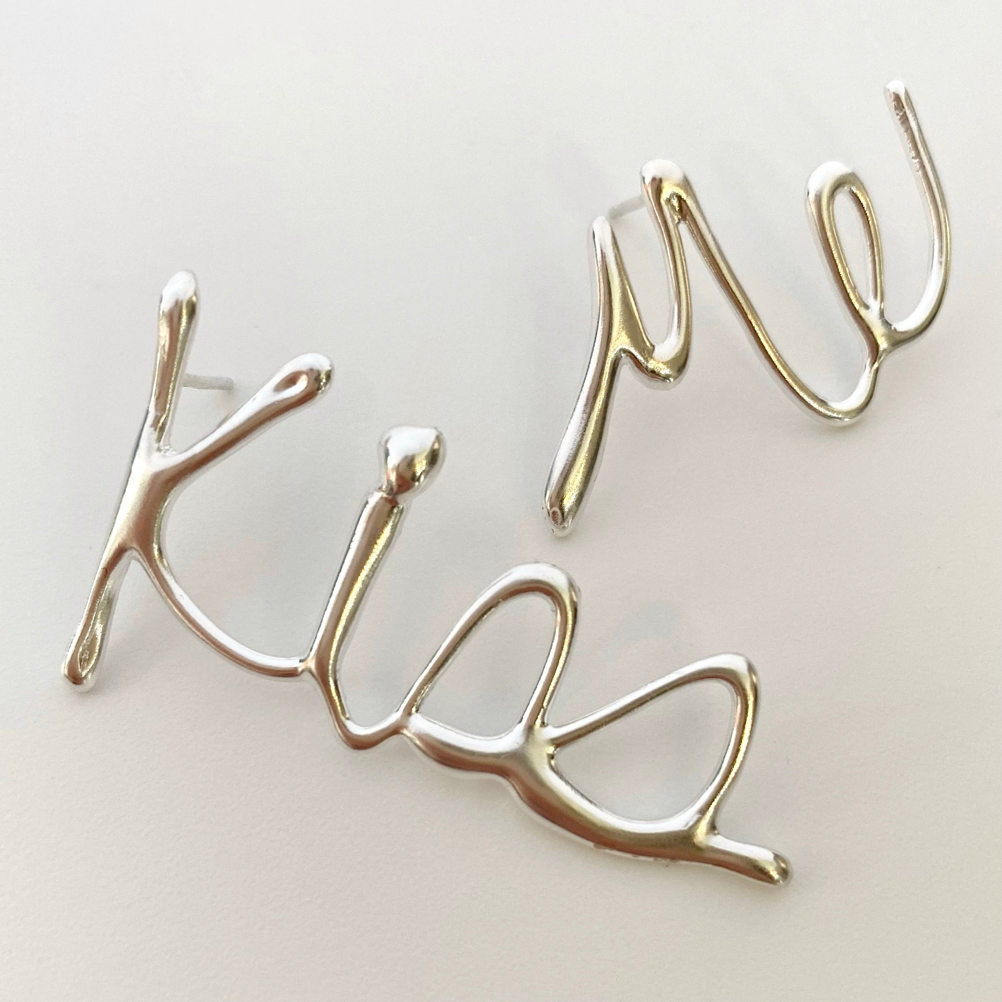 Kiss Me Earrings, sterling silver 