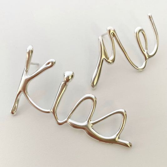 Kiss Me Earrings, sterling silver 