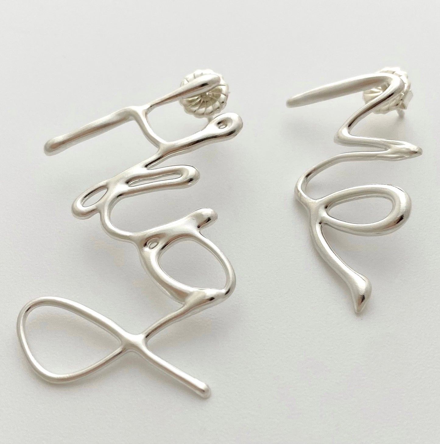 Hug Me Earrings, sterling silver 