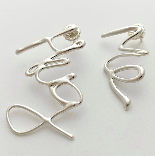 Hug Me Earrings, sterling silver 