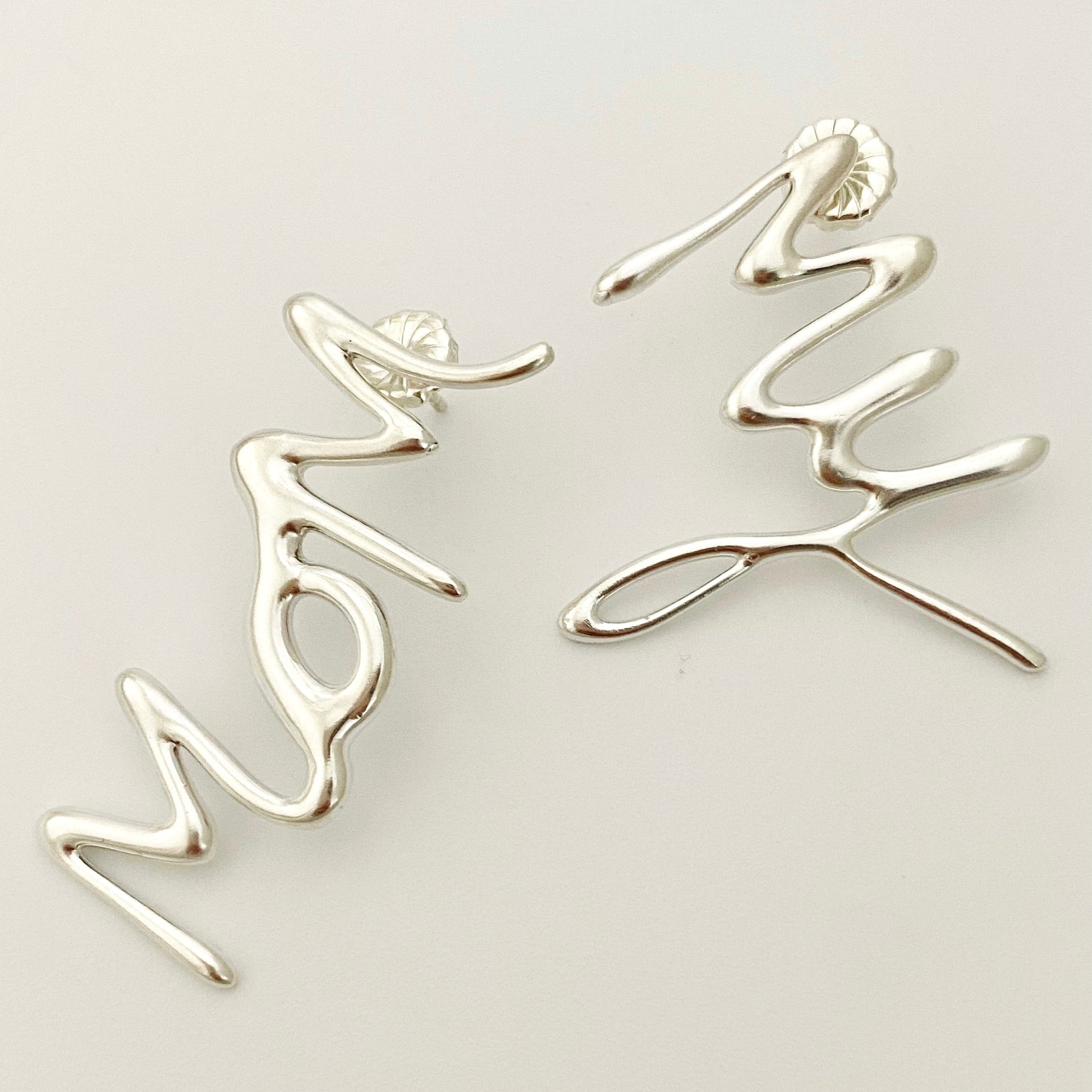 Mommy Earrings, sterling silver 