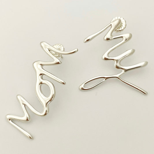 Mommy Earrings, sterling silver 